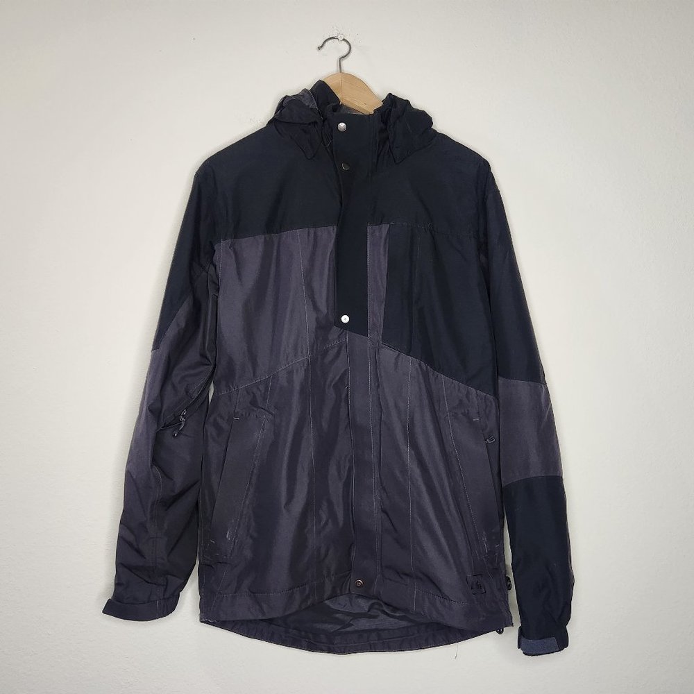 REI Men's Small Black Gray Windbreaker Jacket Zip Hoodie Vintage Pockets